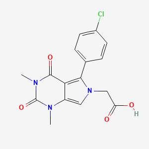 molecular formula C16H14ClN3O4 B4317623 [5-(4-chlorophenyl)-1,3-dimethyl-2,4-dioxo-1,2,3,4-tetrahydro-6H-pyrrolo[3,4-d]pyrimidin-6-yl]acetic acid 