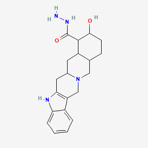 molecular formula C20H26N4O2 B4317629 9-hydroxy-5,6,6a,7,7a,8,9,10,11,11a,12,14-dodecahydroindolo[2',3':4,5]pyrido[1,2-b]isoquinoline-8-carbohydrazide 