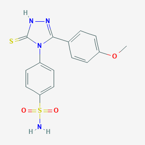 molecular formula C15H14N4O3S2 B431765 4-[3-(4-methoxyphenyl)-5-sulfanyl-4H-1,2,4-triazol-4-yl]benzenesulfonamide CAS No. 523990-78-5