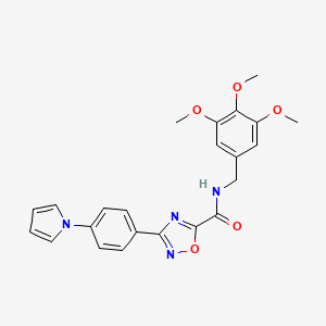 molecular formula C23H22N4O5 B4317672 3-[4-(1H-pyrrol-1-yl)phenyl]-N-(3,4,5-trimethoxybenzyl)-1,2,4-oxadiazole-5-carboxamide 