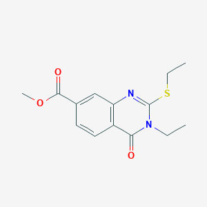 molecular formula C14H16N2O3S B431768 Methyl 3-ethyl-2-(ethylthio)-4-oxo-3,4-dihydro-7-quinazolinecarboxylate CAS No. 523990-70-7