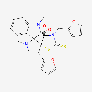 molecular formula C24H21N3O4S2 B4317682 4'-(2-furyl)-3''-(2-furylmethyl)-1,1'-dimethyl-2''-thioxo-4''H-dispiro[indole-3,2'-pyrrolidine-3',5''-[1,3]thiazolidine]-2,4''(1H)-dione 