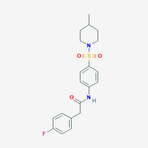 molecular formula C20H23FN2O3S B431770 2-(4-fluorophenyl)-N-{4-[(4-methylpiperidin-1-yl)sulfonyl]phenyl}acetamide CAS No. 510763-78-7