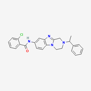 molecular formula C25H23ClN4O B4317702 2-chloro-N-[2-(1-phenylethyl)-1,2,3,4-tetrahydropyrazino[1,2-a]benzimidazol-8-yl]benzamide 