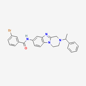 molecular formula C25H23BrN4O B4317707 3-bromo-N-[2-(1-phenylethyl)-1,2,3,4-tetrahydropyrazino[1,2-a]benzimidazol-8-yl]benzamide 