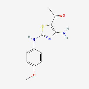 molecular formula C12H13N3O2S B4317740 1-{4-amino-2-[(4-methoxyphenyl)amino]-1,3-thiazol-5-yl}ethanone 