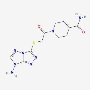 molecular formula C11H16N8O2S B4317748 1-{[(7-amino-7H-[1,2,4]triazolo[4,3-b][1,2,4]triazol-3-yl)thio]acetyl}piperidine-4-carboxamide 