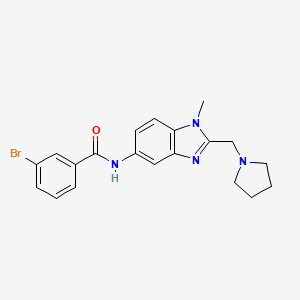 molecular formula C20H21BrN4O B4317752 3-bromo-N-[1-methyl-2-(pyrrolidin-1-ylmethyl)-1H-benzimidazol-5-yl]benzamide 