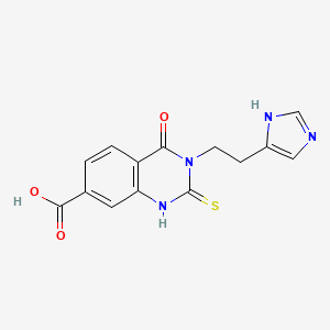 molecular formula C14H12N4O3S B4317800 3-[2-(1H-imidazol-4-yl)ethyl]-4-oxo-2-thioxo-1,2,3,4-tetrahydroquinazoline-7-carboxylic acid 