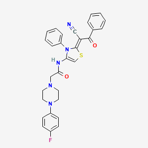 molecular formula C30H26FN5O2S B4317811 N-[2-(1-cyano-2-oxo-2-phenylethylidene)-3-phenyl-2,3-dihydro-1,3-thiazol-4-yl]-2-[4-(4-fluorophenyl)piperazin-1-yl]acetamide 