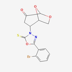 molecular formula C14H11BrN2O4S B4317843 2-[5-(2-bromophenyl)-2-thioxo-1,3,4-oxadiazol-3(2H)-yl]-6,8-dioxabicyclo[3.2.1]octan-4-one 