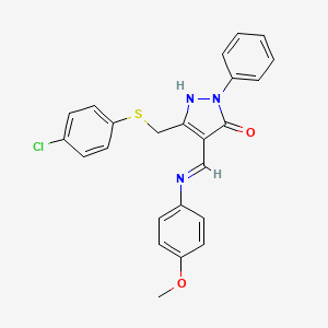 molecular formula C24H20ClN3O2S B4317870 5-{[(4-chlorophenyl)thio]methyl}-4-{[(4-methoxyphenyl)amino]methylene}-2-phenyl-2,4-dihydro-3H-pyrazol-3-one 