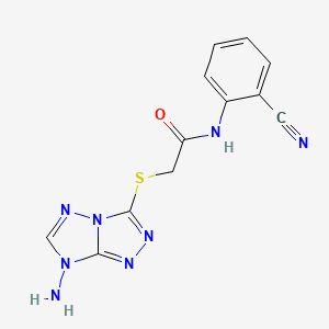 molecular formula C12H10N8OS B4317897 2-[(7-amino-7H-[1,2,4]triazolo[4,3-b][1,2,4]triazol-3-yl)thio]-N-(2-cyanophenyl)acetamide 