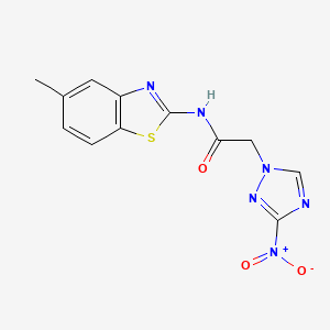 molecular formula C12H10N6O3S B4317918 N-(5-methyl-1,3-benzothiazol-2-yl)-2-(3-nitro-1H-1,2,4-triazol-1-yl)acetamide 