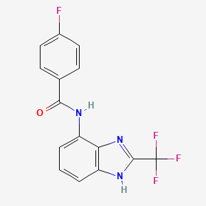 molecular formula C15H9F4N3O B4317921 4-fluoro-N-[2-(trifluoromethyl)-1H-benzimidazol-7-yl]benzamide 