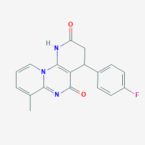 molecular formula C18H14FN3O2 B4317988 4-(4-fluorophenyl)-7-methyl-3,4-dihydro-2H-dipyrido[1,2-a:3',2'-e]pyrimidine-2,5(1H)-dione 