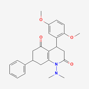 molecular formula C25H28N2O4 B4318028 4-(2,5-dimethoxyphenyl)-1-(dimethylamino)-7-phenyl-4,6,7,8-tetrahydroquinoline-2,5(1H,3H)-dione 