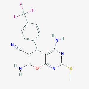 4,7-diamino-2-(methylthio)-5-[4-(trifluoromethyl)phenyl]-5H-pyrano[2,3-d]pyrimidine-6-carbonitrile