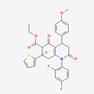 molecular formula C29H25F2NO5S B4318069 ethyl 1-(2,4-difluorophenyl)-4-(4-methoxyphenyl)-2,5-dioxo-7-(2-thienyl)-1,2,3,4,5,6,7,8-octahydroquinoline-6-carboxylate 