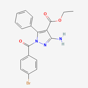 molecular formula C19H16BrN3O3 B4318102 ethyl 3-amino-1-(4-bromobenzoyl)-5-phenyl-1H-pyrazole-4-carboxylate 