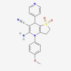 molecular formula C20H18N4O3S B4318143 5-amino-4-(4-methoxyphenyl)-7-pyridin-4-yl-2,3,4,7-tetrahydrothieno[3,2-b]pyridine-6-carbonitrile 1,1-dioxide 