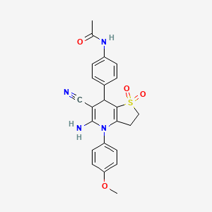 N-{4-[5-amino-6-cyano-4-(4-methoxyphenyl)-1,1-dioxido-2,3,4,7-tetrahydrothieno[3,2-b]pyridin-7-yl]phenyl}acetamide