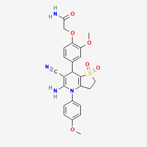 2-{4-[5-amino-6-cyano-4-(4-methoxyphenyl)-1,1-dioxido-2,3,4,7-tetrahydrothieno[3,2-b]pyridin-7-yl]-2-methoxyphenoxy}acetamide