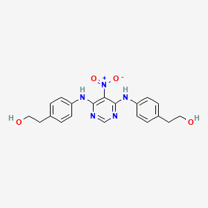 molecular formula C20H21N5O4 B4318173 2,2'-[(5-nitropyrimidine-4,6-diyl)bis(imino-4,1-phenylene)]diethanol 