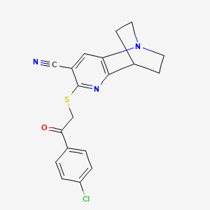 5-{[2-(4-chlorophenyl)-2-oxoethyl]thio}-1,6-diazatricyclo[6.2.2.0~2,7~]dodeca-2,4,6-triene-4-carbonitrile