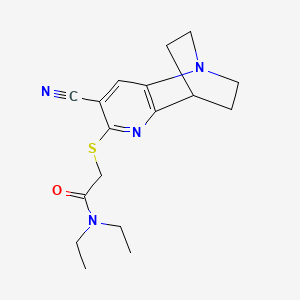 molecular formula C17H22N4OS B4318214 2-[(4-cyano-1,6-diazatricyclo[6.2.2.0~2,7~]dodeca-2,4,6-trien-5-yl)thio]-N,N-diethylacetamide 