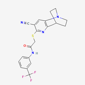 2-[(4-cyano-1,6-diazatricyclo[6.2.2.0~2,7~]dodeca-2,4,6-trien-5-yl)thio]-N-[3-(trifluoromethyl)phenyl]acetamide