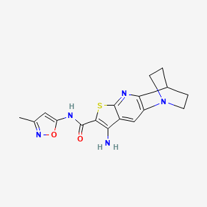 molecular formula C17H17N5O2S B4318232 5-amino-N-(3-methylisoxazol-5-yl)-7-thia-1,9-diazatetracyclo[9.2.2.0~2,10~.0~4,8~]pentadeca-2(10),3,5,8-tetraene-6-carboxamide 