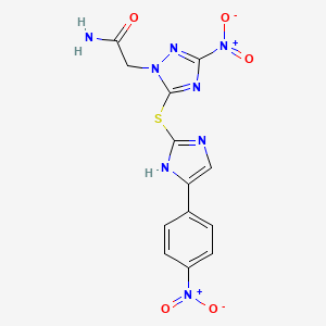 2-(3-nitro-5-{[4-(4-nitrophenyl)-1H-imidazol-2-yl]thio}-1H-1,2,4-triazol-1-yl)acetamide