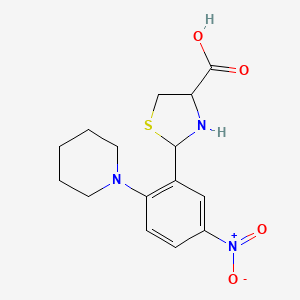 molecular formula C15H19N3O4S B4318383 2-(5-nitro-2-piperidin-1-ylphenyl)-1,3-thiazolidine-4-carboxylic acid 