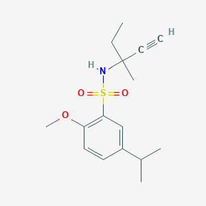 molecular formula C16H23NO3S B4318411 N-(1-ethyl-1-methylprop-2-yn-1-yl)-5-isopropyl-2-methoxybenzenesulfonamide 