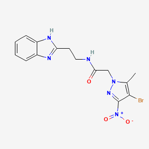 molecular formula C15H15BrN6O3 B4318506 N-[2-(1H-benzimidazol-2-yl)ethyl]-2-(4-bromo-5-methyl-3-nitro-1H-pyrazol-1-yl)acetamide 