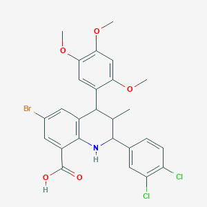 molecular formula C26H24BrCl2NO5 B4318641 6-bromo-2-(3,4-dichlorophenyl)-3-methyl-4-(2,4,5-trimethoxyphenyl)-1,2,3,4-tetrahydroquinoline-8-carboxylic acid 