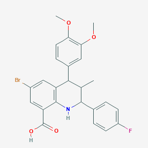 molecular formula C25H23BrFNO4 B4318643 6-bromo-4-(3,4-dimethoxyphenyl)-2-(4-fluorophenyl)-3-methyl-1,2,3,4-tetrahydroquinoline-8-carboxylic acid 