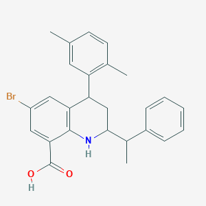 molecular formula C26H26BrNO2 B4318644 6-bromo-4-(2,5-dimethylphenyl)-2-(1-phenylethyl)-1,2,3,4-tetrahydroquinoline-8-carboxylic acid 