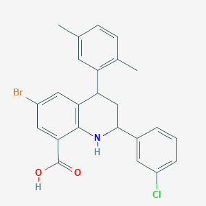 6-bromo-2-(3-chlorophenyl)-4-(2,5-dimethylphenyl)-1,2,3,4-tetrahydroquinoline-8-carboxylic acid