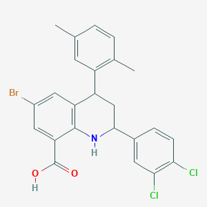 molecular formula C24H20BrCl2NO2 B4318647 6-bromo-2-(3,4-dichlorophenyl)-4-(2,5-dimethylphenyl)-1,2,3,4-tetrahydroquinoline-8-carboxylic acid 