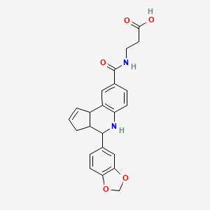 molecular formula C23H22N2O5 B4318668 N-{[4-(1,3-benzodioxol-5-yl)-3a,4,5,9b-tetrahydro-3H-cyclopenta[c]quinolin-8-yl]carbonyl}-beta-alanine 