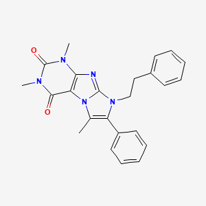 molecular formula C24H23N5O2 B4318775 1,3,6-trimethyl-7-phenyl-8-(2-phenylethyl)-1H-imidazo[2,1-f]purine-2,4(3H,8H)-dione 