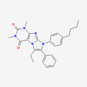 molecular formula C27H29N5O2 B4318782 8-(4-butylphenyl)-6-ethyl-1,3-dimethyl-7-phenyl-1H-imidazo[2,1-f]purine-2,4(3H,8H)-dione 