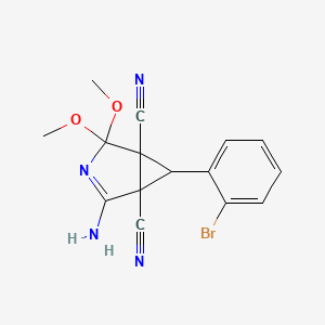 molecular formula C15H13BrN4O2 B4318847 2-amino-6-(2-bromophenyl)-4,4-dimethoxy-3-azabicyclo[3.1.0]hex-2-ene-1,5-dicarbonitrile 