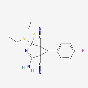 molecular formula C17H17FN4S2 B4318852 2-amino-4,4-bis(ethylthio)-6-(4-fluorophenyl)-3-azabicyclo[3.1.0]hex-2-ene-1,5-dicarbonitrile 