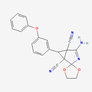 4-amino-6-(3-phenoxyphenyl)spiro[3-azabicyclo[3.1.0]hex-3-ene-2,2'-[1,3]dioxolane]-1,5-dicarbonitrile