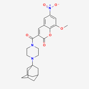 molecular formula C25H29N3O6 B4318900 3-{[4-(1-adamantyl)piperazin-1-yl]carbonyl}-8-methoxy-6-nitro-2H-chromen-2-one 