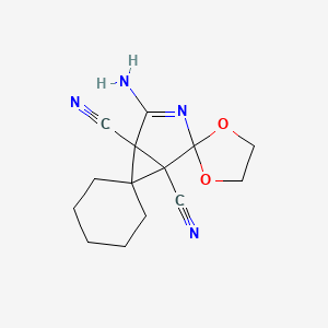 molecular formula C14H16N4O2 B4318905 4'-aminodispiro[cyclohexane-1,6'-[3]azabicyclo[3.1.0]hex[3]ene-2',2''-[1,3]dioxolane]-1',5'-dicarbonitrile 