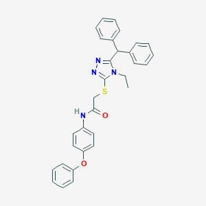 B431891 2-[(5-benzhydryl-4-ethyl-4H-1,2,4-triazol-3-yl)sulfanyl]-N-(4-phenoxyphenyl)acetamide CAS No. 664971-57-7